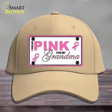 Pink For Grandma Novelty License Plate Hat Cotton / Khaki