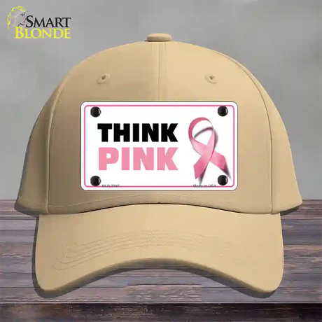 Think Pink Novelty License Plate Hat Sign Cotton / Khaki