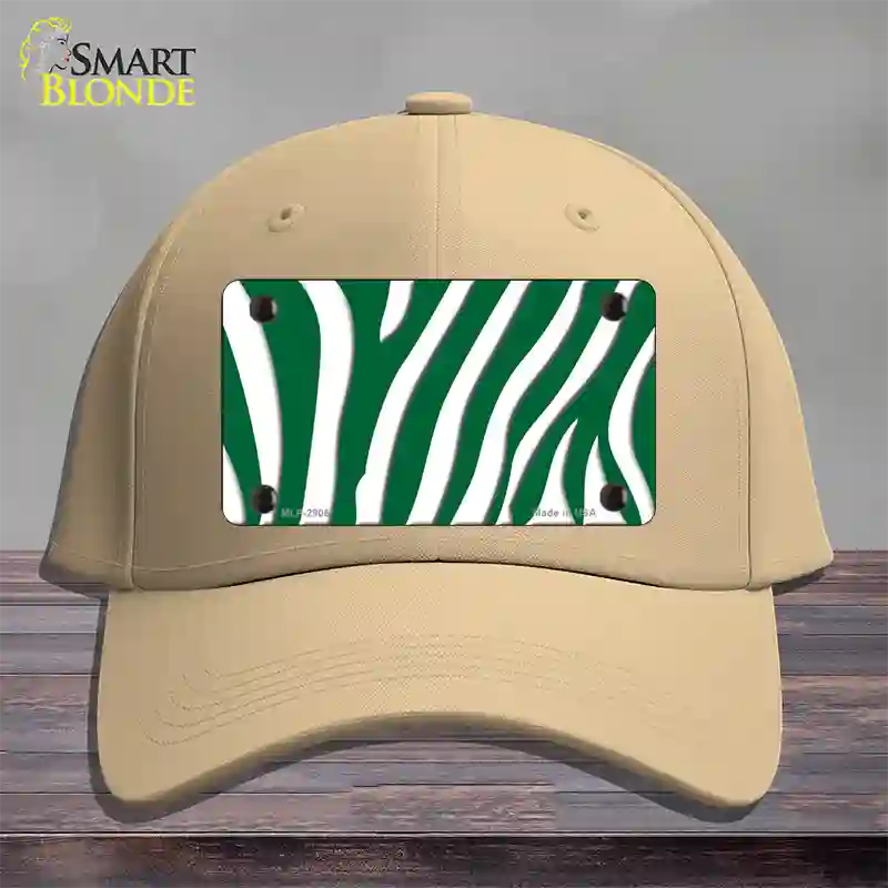 Green White Zebra Novelty License Plate Hat Cotton / Khaki