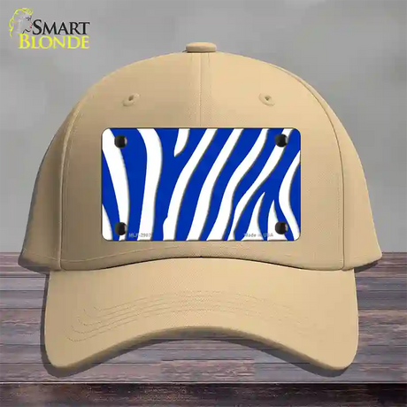 Blue White Zebra Novelty License Plate Hat Cotton / Khaki