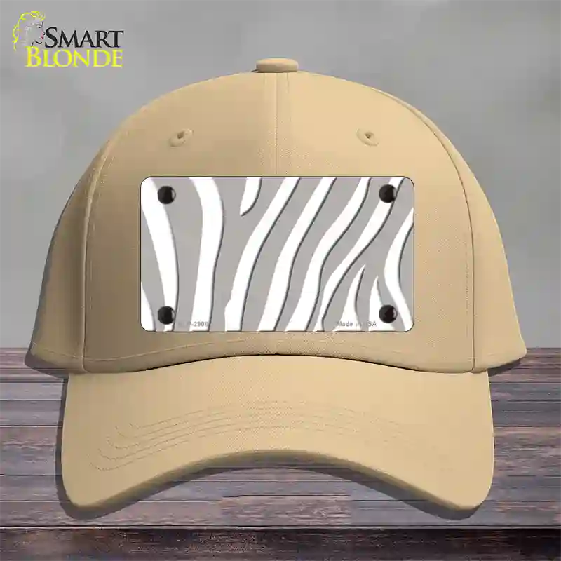 Grey White Zebra Novelty License Plate Hat Cotton / Khaki