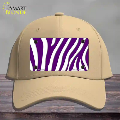 Purple White Zebra Novelty License Plate Hat Cotton / Khaki