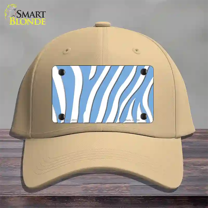 Light Blue White Zebra Novelty License Plate Hat Cotton / Khaki