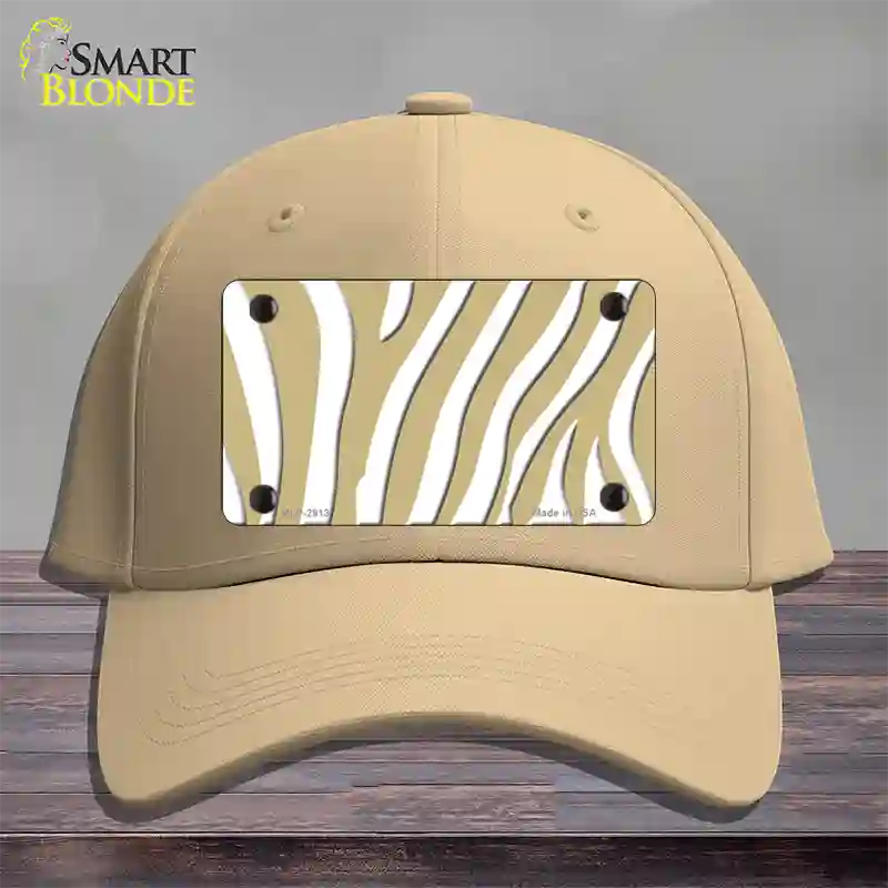 Gold White Zebra Novelty License Plate Hat Cotton / Khaki