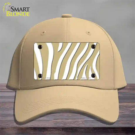 Gold White Zebra Novelty License Plate Hat Cotton / Khaki