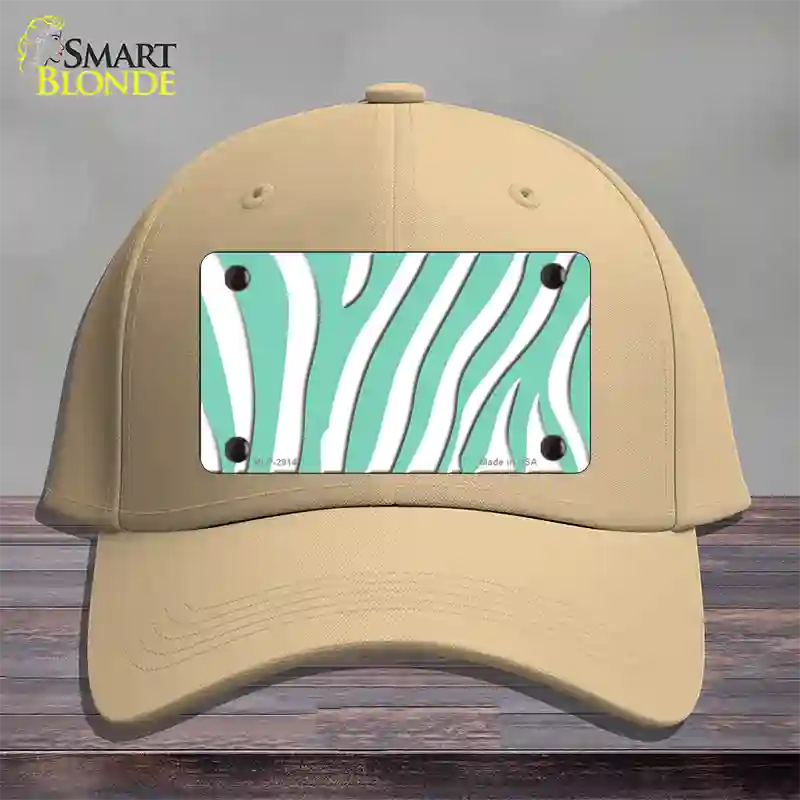 Mint White Zebra Novelty License Plate Hat Cotton / Khaki