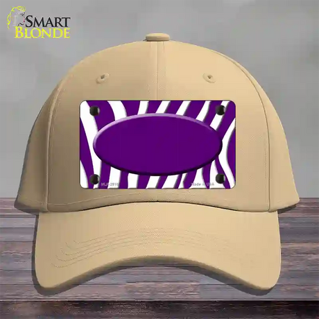 Purple White Zebra Purple Center Oval Novelty License Plate Hat Cotton / Khaki