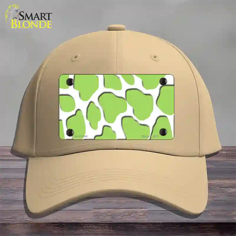 Lime Green White Giraffe Novelty License Plate Hat Cotton / Khaki