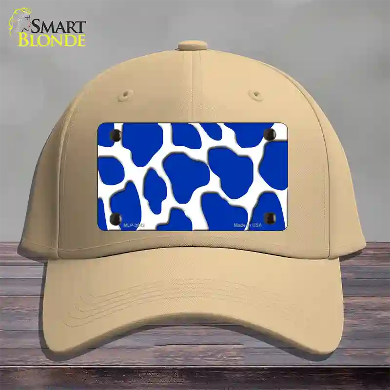 Blue White Giraffe Novelty License Plate Hat Cotton / Khaki