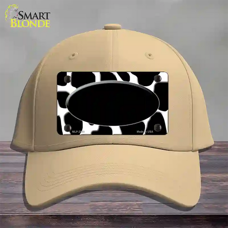 Black White Giraffe Black Center Oval Novelty License Plate Hat Cotton / Khaki