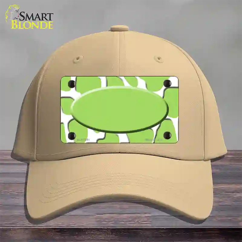 Lime Green White Giraffe Lime Green Center Oval Novelty License Plate Hat Cotton / Khaki