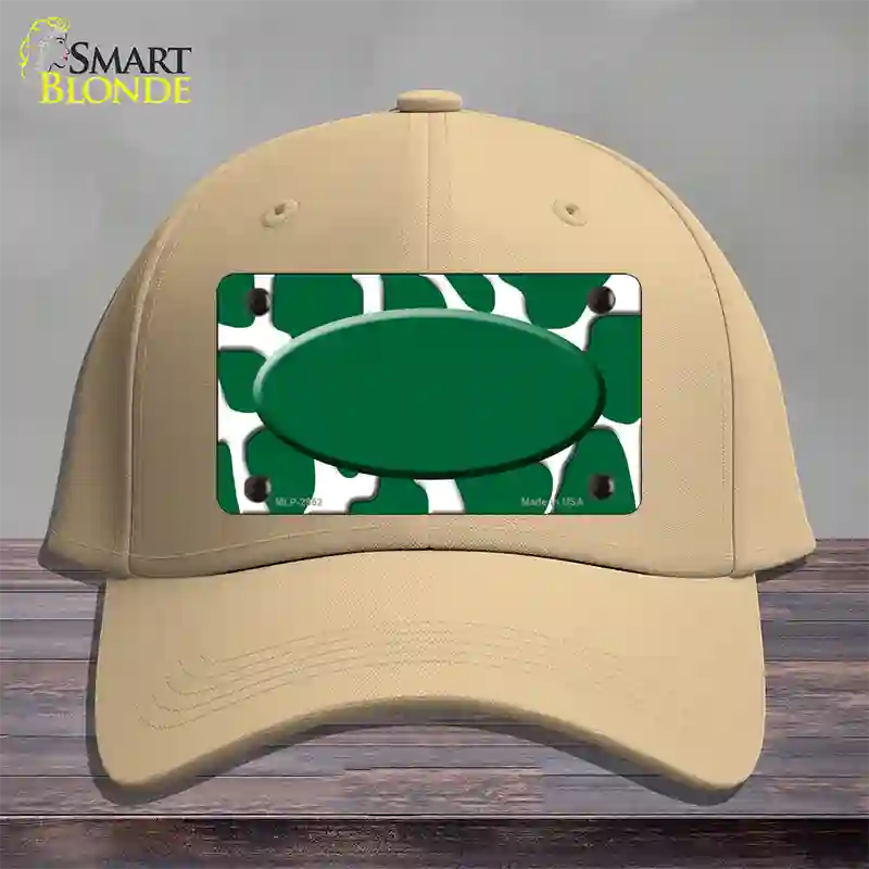 Green White Giraffe Green Center Oval Novelty License Plate Hat Cotton / Khaki