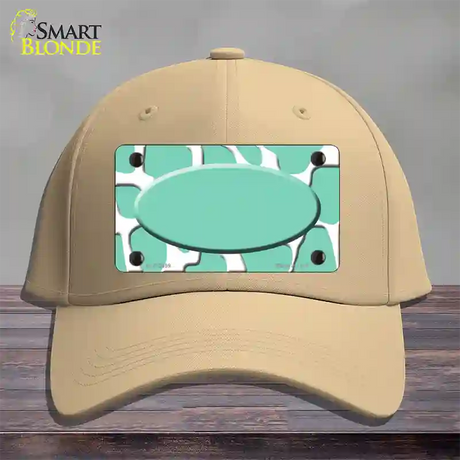 Mint White Giraffe Mint Center Oval Novelty License Plate Hat Cotton / Khaki