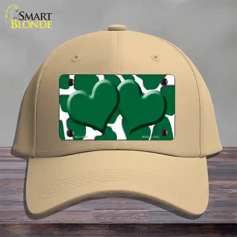 Green White Giraffe Green Centered Hearts Novelty License Plate Hat Cotton / Khaki