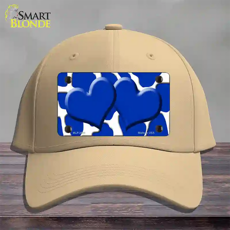 Blue White Giraffe Blue Centered Hearts Novelty License Plate Hat Cotton / Khaki