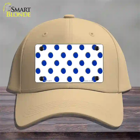 Blue White Polka Dot Novelty License Plate Hat Cotton / Khaki