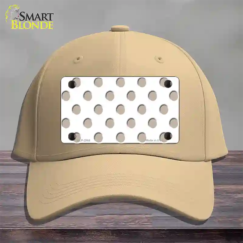 Tan White Polka Dot Novelty License Plate Hat Cotton / Khaki