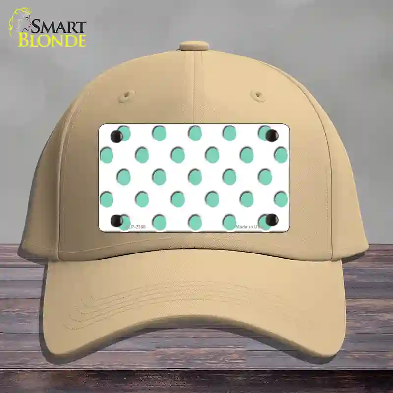 Mint White Polka Dot Novelty License Plate Hat Cotton / Khaki