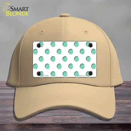 Mint White Polka Dot Novelty License Plate Hat Cotton / Khaki