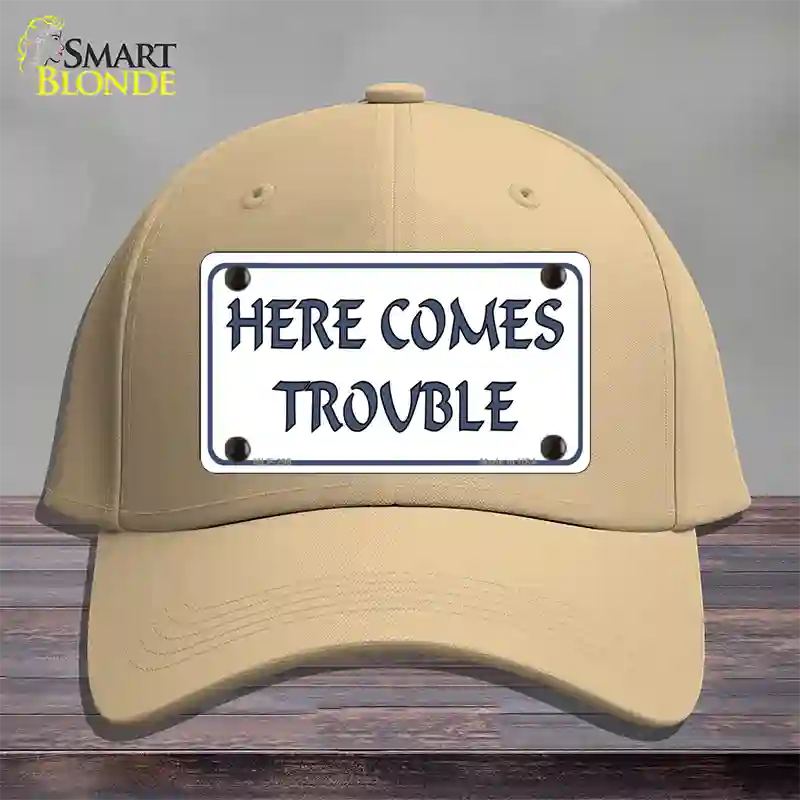 Here Comes Trouble Novelty License Plate Hat Cotton / Khaki