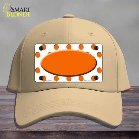 Orange White Polka Dot Orange Center Oval Novelty License Plate Hat Cotton / Khaki