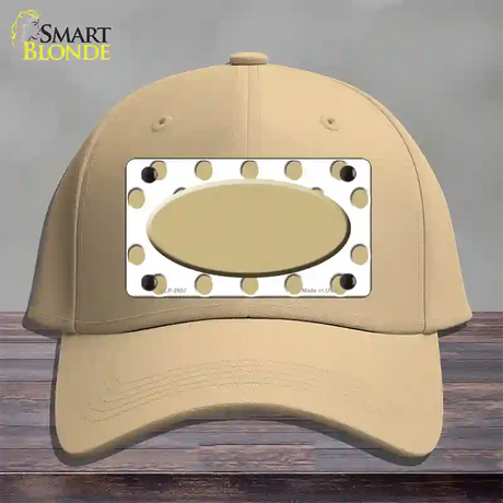 Gold White Polka Dot Gold Center Oval Novelty License Plate Hat Cotton / Khaki