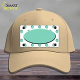 Mint White Polka Dot Teal Center Oval Novelty License Plate Hat Cotton / Khaki