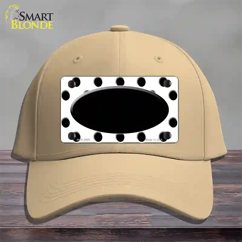 Black White Polka Dot Black Center Oval Novelty License Plate Hat Cotton / Khaki