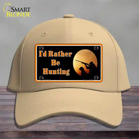 Id Rather Be Hunting Novelty License Plate Hat Cotton / Khaki