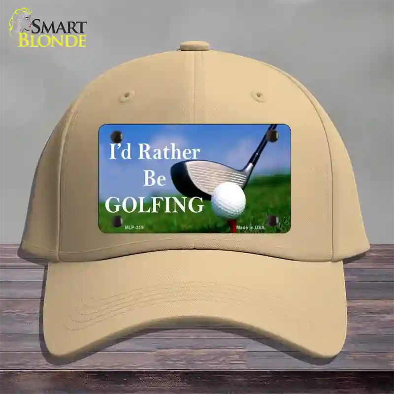 Rather Be Golfing Novelty License Plate Hat Cotton / Khaki