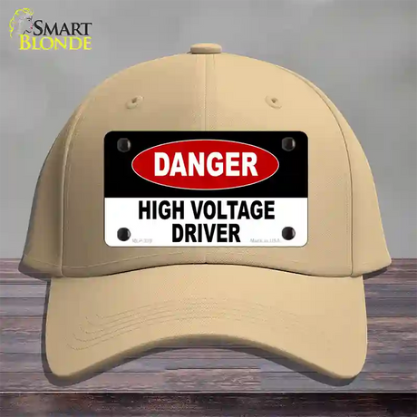 Danger High Voltage Driver Novelty License Plate Hat Cotton / Khaki