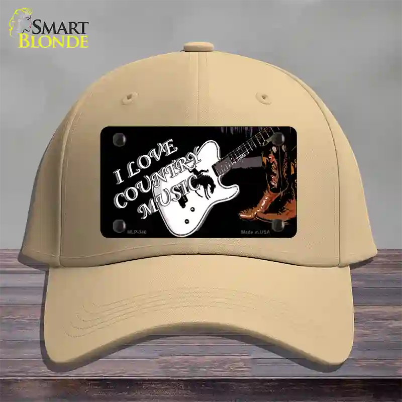 I Love Country Music Novelty License Plate Hat Cotton / Khaki