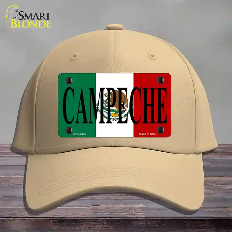 Campeche Mexico Flag Novelty License Plate Hat Cotton / Khaki