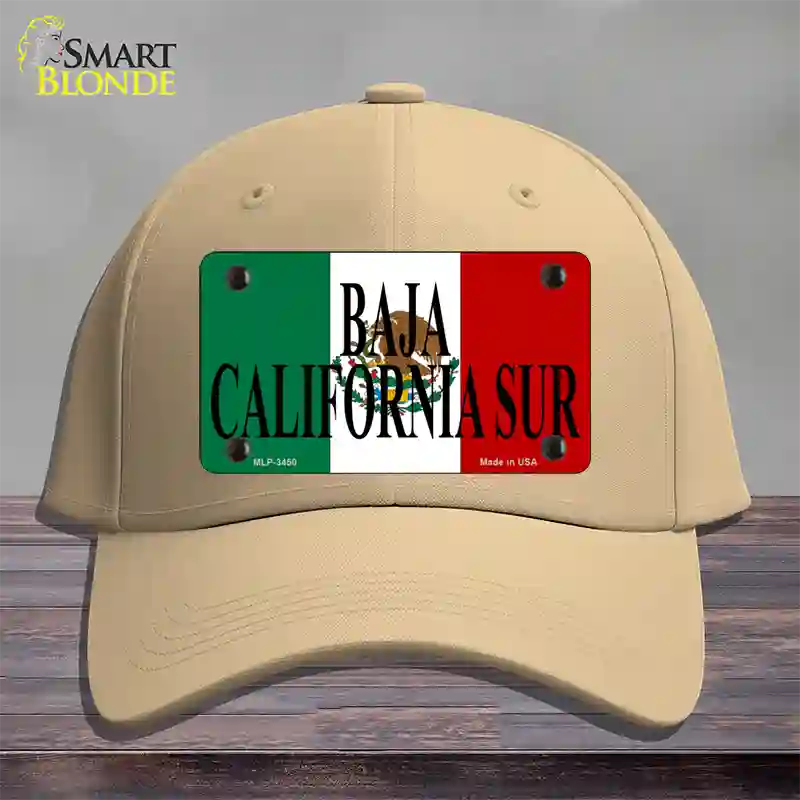 Baja California Sur Mexico Flag Novelty License Plate Hat Cotton / Khaki