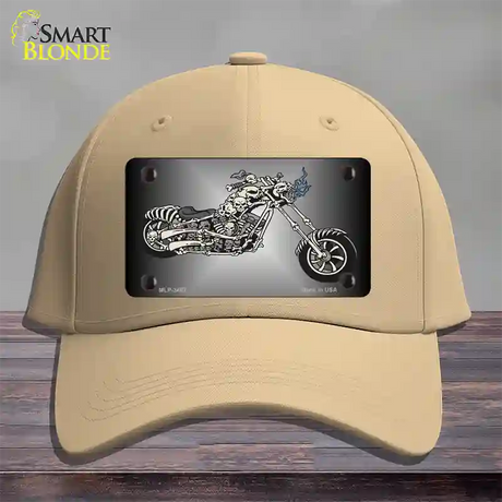 Chopper Skull Novelty License Plate Hat Cotton / Khaki