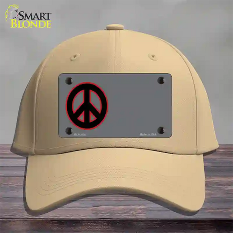 Peace Symbol Offset Novelty License Plate Hat Cotton / Khaki