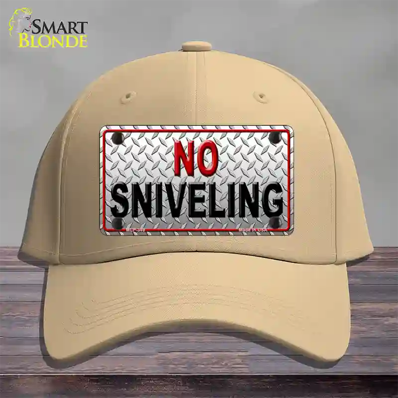 No Sniveling Novelty License Plate Hat Cotton / Khaki