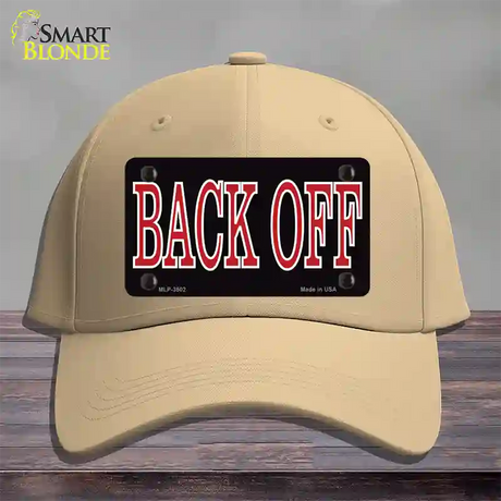 Back Off Black Novelty License Plate Hat Cotton / Khaki