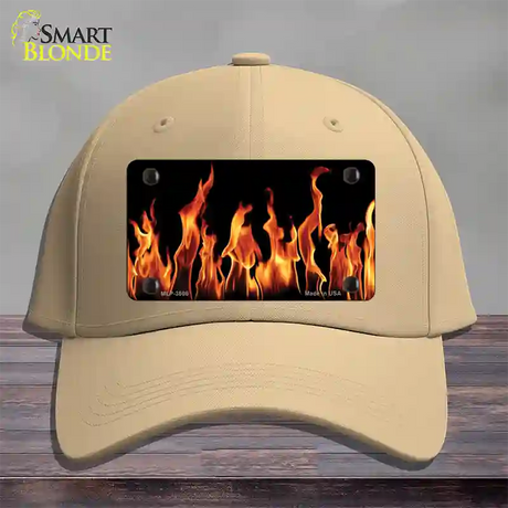 Flames Customizable Novelty License Plate Hat Cotton / Khaki