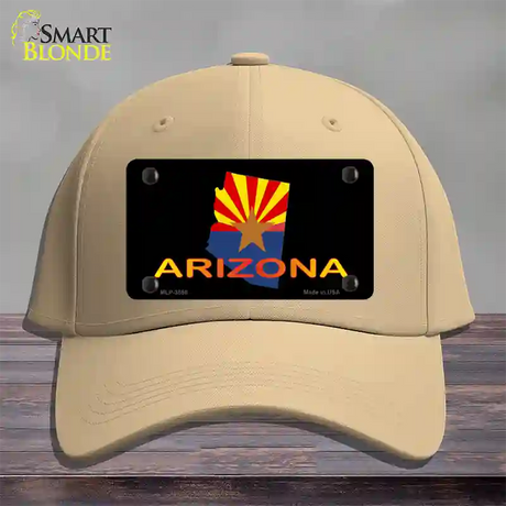 Arizona Flag Filled State Outline Novelty License Plate Hat Cotton / Khaki