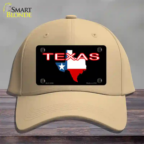 Texas Filled State Flag Novelty License Plate Hat Cotton / Khaki