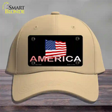 American Flag Black Novelty License Plate Hat Cotton / Khaki