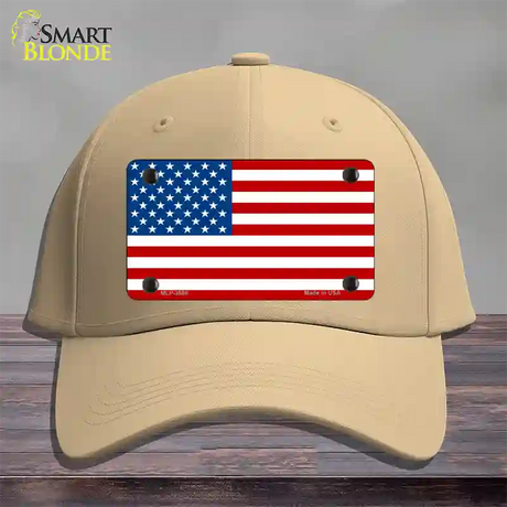 American Flag Novelty License Plate Hat Cotton / Khaki