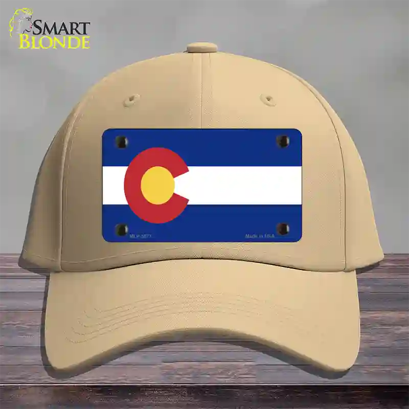 Colorado State Flag Novelty License Plate Hat Cotton / Khaki