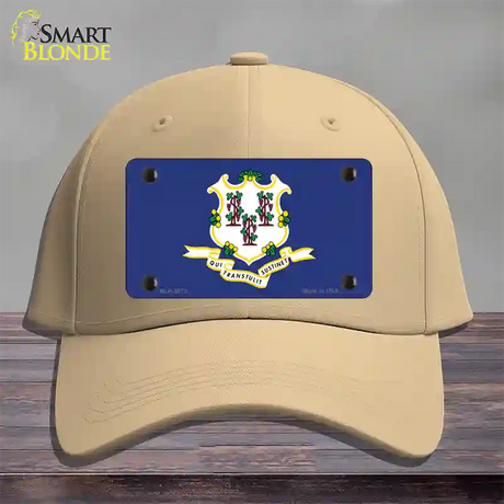 Connecticut State Flag Novelty License Plate Hat Cotton / Khaki