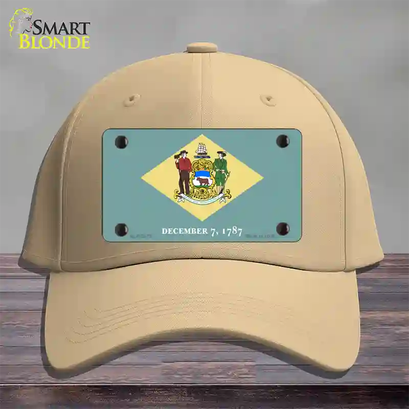 Delaware State Flag Novelty License Plate Hat Cotton / Khaki