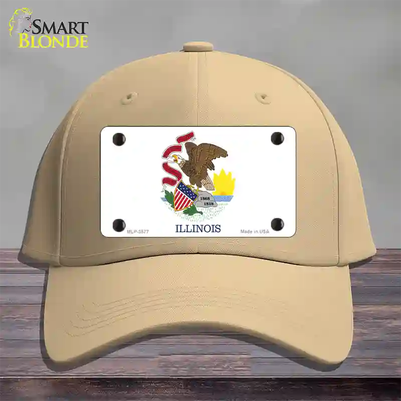 Illinois State Flag Novelty License Plate Hat Cotton / Khaki