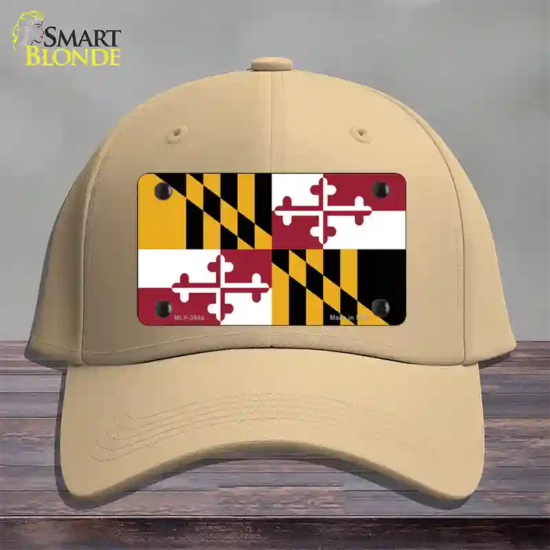 Maryland State Flag Novelty License Plate Hat Cotton / Khaki