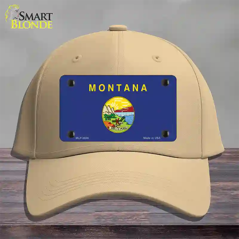 Montana State Flag Novelty License Plate Hat Cotton / Khaki