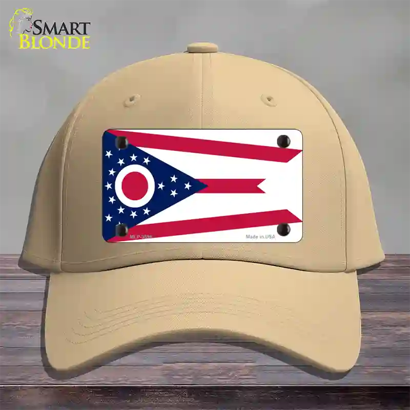 Ohio State Flag Novelty License Plate Hat Cotton / Khaki